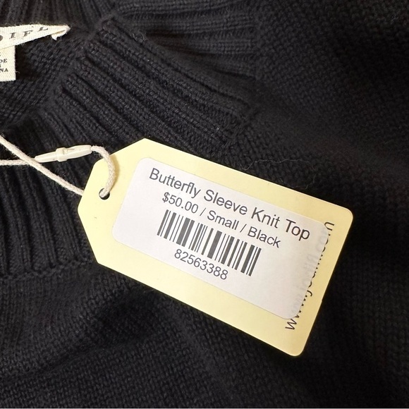 NWT JODIFL Black Butterfly Sleeve Knit Top size S - Picture 7 of 9